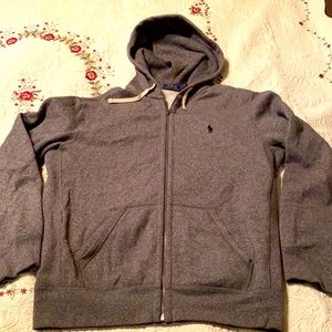 Polo Ralph Lauren, gray full zip hoodie. Sz Large, used, excellent condition.